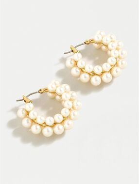 J.Crew Layered Mini Pearl Hoop Earrings